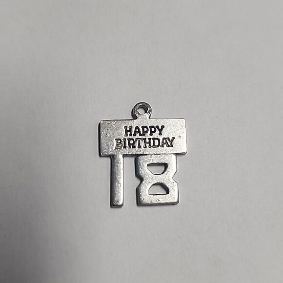 Vintage Wells Sterling Silver Happy Birthday 18 Charm - Picture 1 of 2